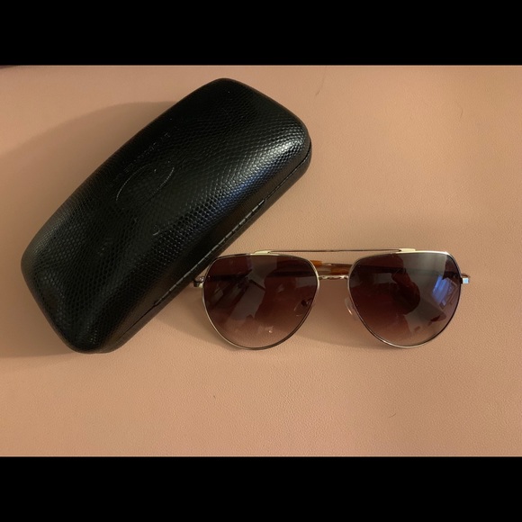 Oscar de la Renta Accessories - 😎 O by Oscar de la Renta Gold/Brown Sunglasses